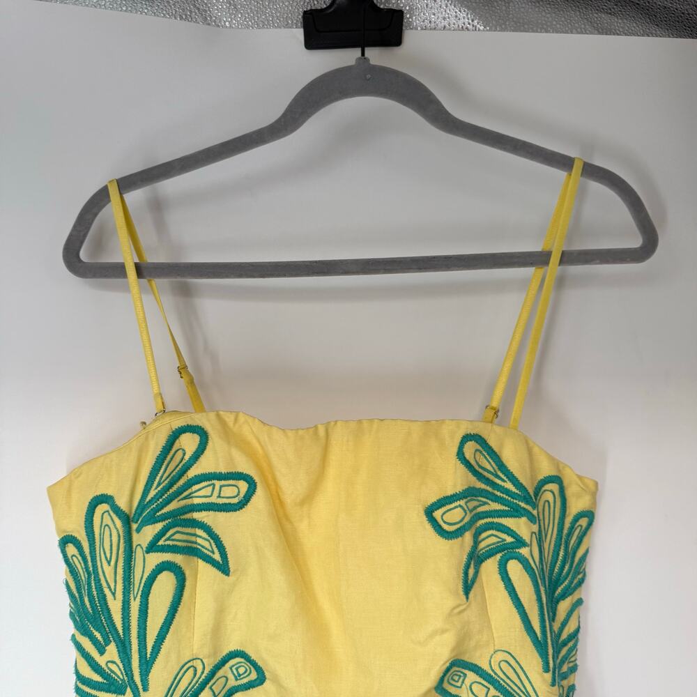 Tracy Reese Yellow Mini Dress with Green Embroidery - Picture 4 of 8